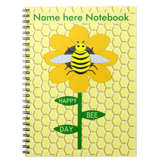 Happy Bee Day Birthday Bumblebee Custom Notebook (Front)
