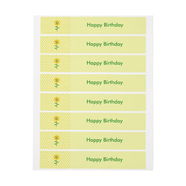 Happy Bee Day Birthday Bumblebee Custom Wraparound Address Label (Sheet)
