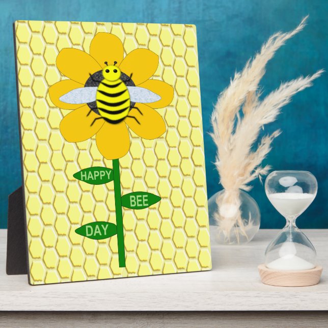 Happy Bee Day Birthday Bumblebee Plaque (Side)