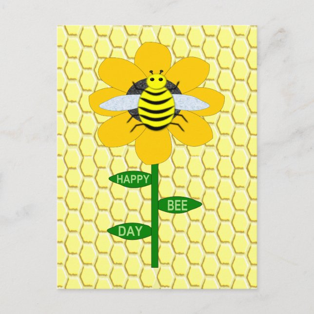 Happy Bee Day Birthday Bumblebee Postcard (Front)