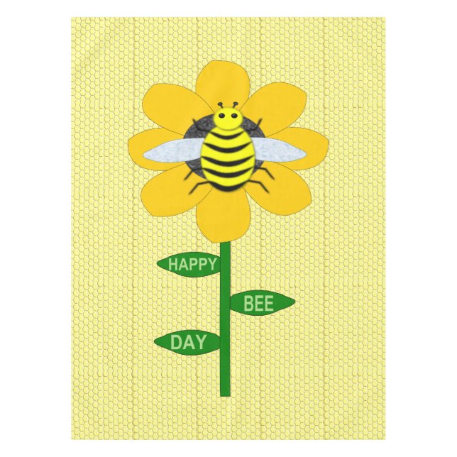Happy Bee Day Birthday Bumblebee Tablecloth (Front)