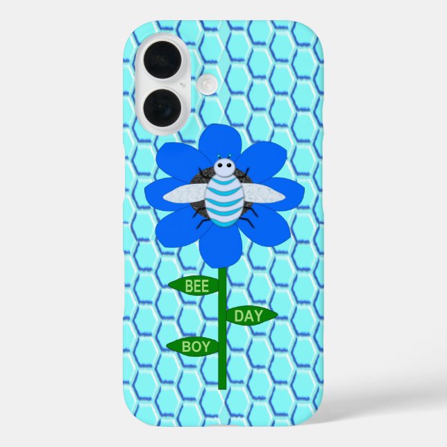 Happy Bee Day Boy Blue Birthday Bumblebee Case-Mate iPhone Case (Back)