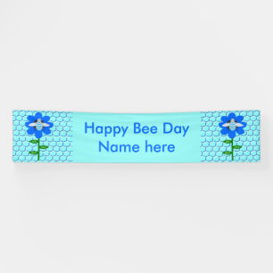 Happy Bee Day Boy Blue Birthday Bumblebee Custom Banner