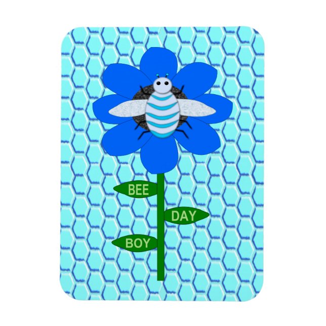 Happy Bee Day Boy Blue Birthday Bumblebee Magnet (Vertical)