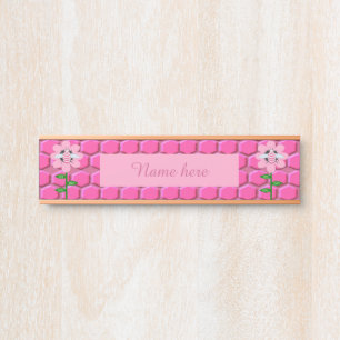 Happy Bee Day Girl Pink Birthday Bumblebee Custom Door Sign