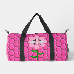 Happy Bee Day Girl Pink Birthday Bumblebee Duffle Bag