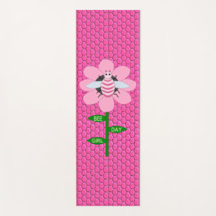 Happy Bee Day Girl Pink Birthday Bumblebee Yoga Mat