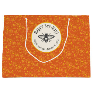 Happy Bee-Day Honey Bee Red Large Gift Bag