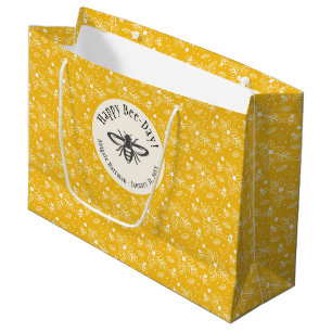 Happy Bee-Day Honey Bee Yellow Large Gift Bag