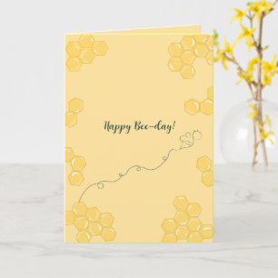 Happy Bee-day!” Honeycomb Bee Birthday Card