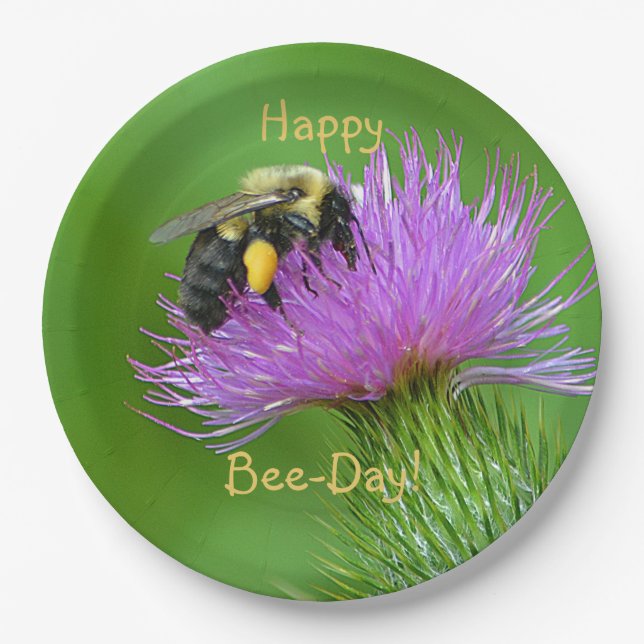 Happy Bee-Day Paper Plate (Front)