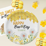 Happy Bee Day to .. Kids Bee Themed Birthday Party Paper Plate<br><div class="desc">Buzz-worthy birthday party plates, personalised with your child's name. Lettered with "happy bee day to [name], these bee-themed party plates are perfect for your little one's birthday party, featuring a playful pun that's sure to make your guests smile. The watercolor illustration is a cute blend of bumblebees, honeycomb, dripping honey...</div>