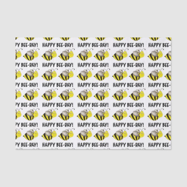 Happy Bee Day Yellow Bumblebee Birthday Bday Bug Tissue Paper (Front)