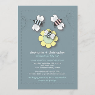 Happy Bee Family Couples Baby Shower Invitation