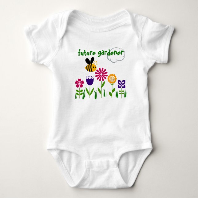 Happy Bee Flower Garden FUTURE GARDENER Baby Bodysuit (Front)