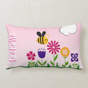 Happy Bee Flower Garden Personalised Lumbar Cushion