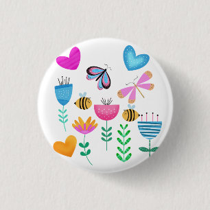 Happy Bee Garden 3 Cm Round Badge