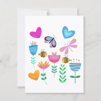 Happy Bee Garden Postcard