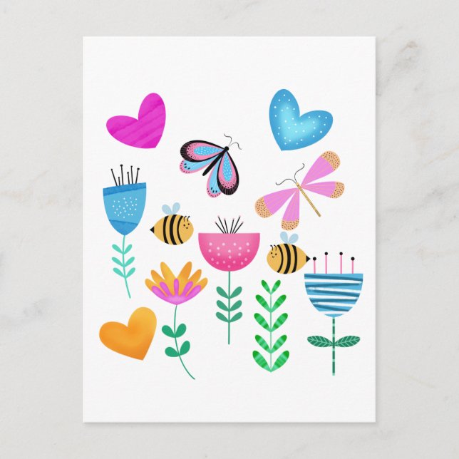 Happy Bee Garden Postcard (Front)