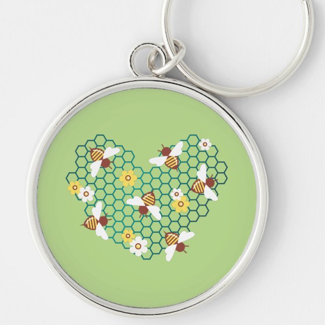 Happy Bee Heart Key Ring (Front)