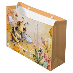 Happy Bee Honeycomb Bumblebee  Large Gift Bag