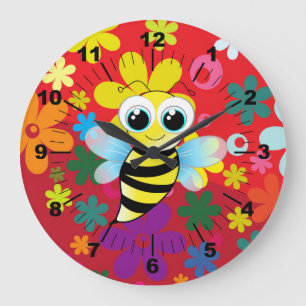 Happy bee large clock