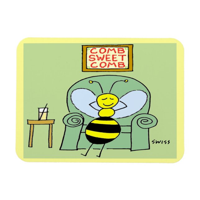 Happy Bee Large Magnet (Horizontal)