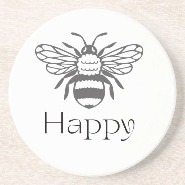 Happy Bee Positive Affirmation Well being Gift  Coaster (Front)