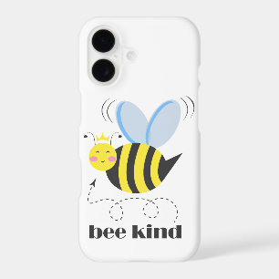 Happy bee princess with crown and slogan Bee Kind