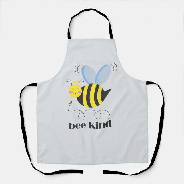 Happy bee princess with crown and slogan Bee Kind Apron (Front)