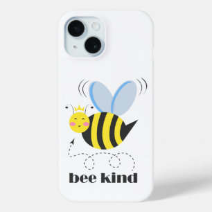 Happy bee princess with crown and slogan Bee Kind iPhone 15 Case