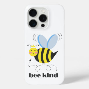 Happy bee princess with crown and slogan Bee Kind iPhone 15 Pro Case