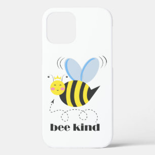 Happy bee princess with crown and slogan Bee Kind iPhone 12 Case