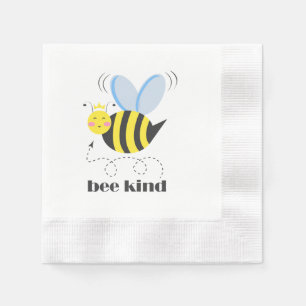 Happy bee princess with crown and slogan Bee Kind Napkin