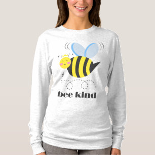 Happy bee princess with crown and slogan Bee Kind T-Shirt