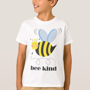 Happy bee princess with crown and slogan Bee Kind T-Shirt