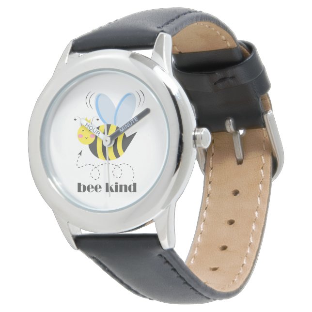 Happy bee princess with crown and slogan Bee Kind Watch (Angled)