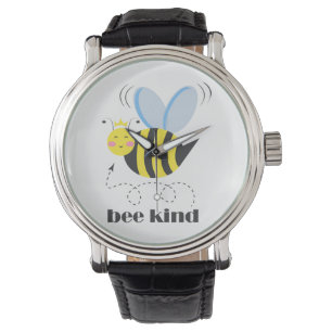 Happy bee princess with crown and slogan Bee Kind Watch