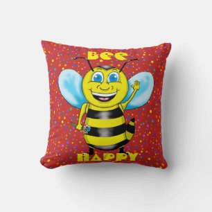 Happy Bee Square Pillow