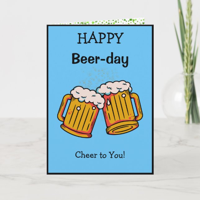 Happy Beer-Day Fun Birthday Card (Front)