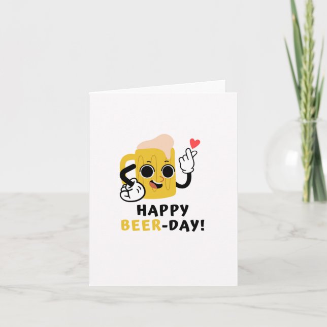 Happy Beer-Day Puns Birthday Greeting Cards (Front)