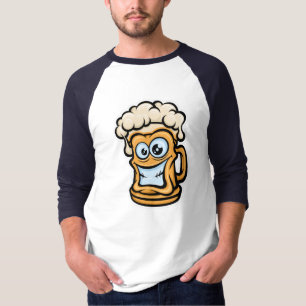 Happy Beer Mug, Cartoon Style T-Shirt