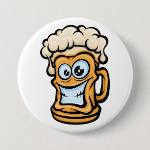 Happy Beer Mug, Funny Illustration 7.5 Cm Round Badge