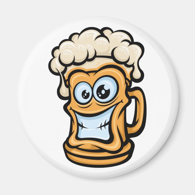 Happy Beer Mug, Funny Illustration Magnet (Front)