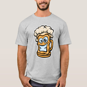 Happy Beer Mug, Funny Illustration T-Shirt