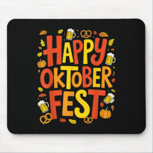 Happy Beer Pretzel Pumpkin Festive Men Women _1 Mouse Pad