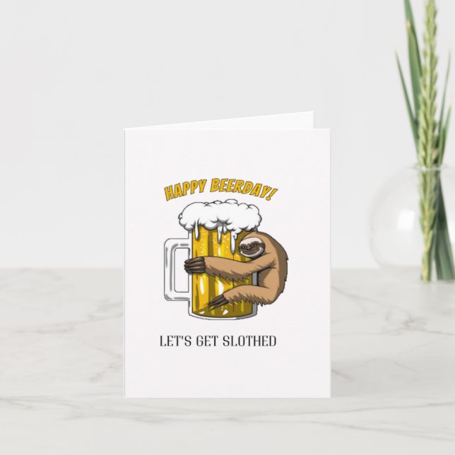 Happy Beerday Funny Birthday Card (Front)