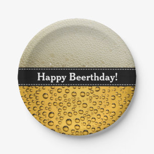 Happy Beerthday! Funny Birthday or Any Text Paper Plate