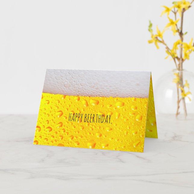 Happy Beerthday Personalised Custom Age or Name Card (Yellow Flower)