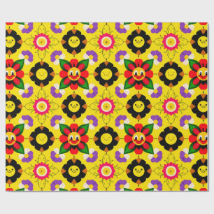 Happy Bees And Flowers For Spring Home Style Wrapping Paper